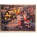 Картина с LED подсветкой: Санта Клаус на крыше, выполненная на холсте